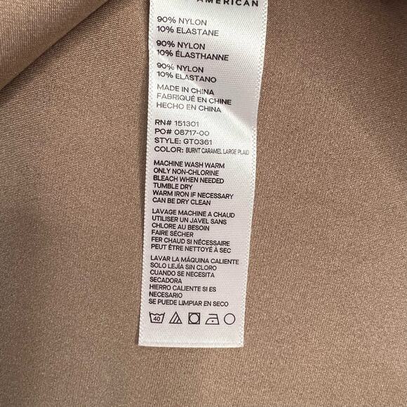 Good American Size 5 US 2XL Peplum Front Cut Out Top Tan Brown Plaid Stretch NWT - Picture 12 of 12